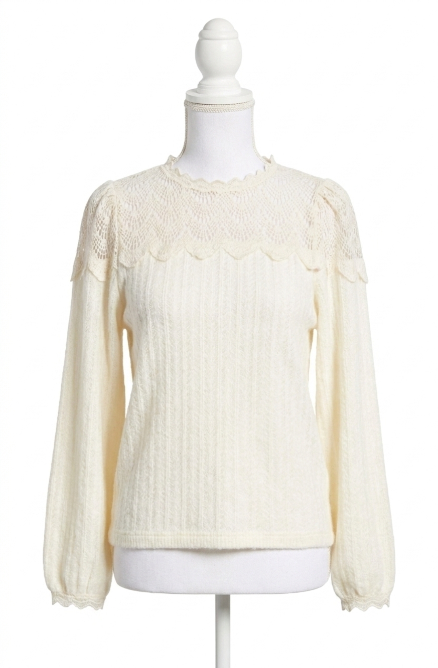 NEW BLUIVY lace trimmed blouse in white